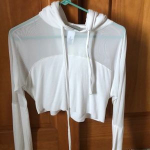 white mesh long sleeve top